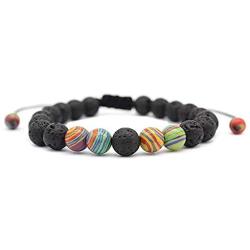 Phoenix Angela Jewelry Natural Volcanic Rocks Stone and Colorful Malachite Handmade Bracelet Beaded Radiation Protection Gift for Men Women Couple Friends Friendship Gifts