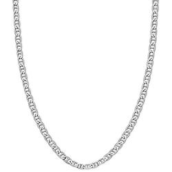 Savlano 925 Sterling Silver 3.5mm Italian Solid Flat Mariner Link Chain Necklace for Men & Women - Made in Italy Comes Gift Box (3.5mm)