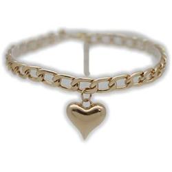 TFJ Women Fashion Jewelry Boot Bracelet Gold Metal Chain Links Shoe Bling Love Heart Charm