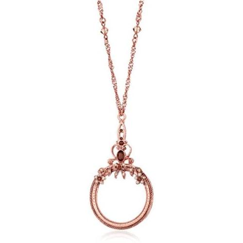 1928 Jewelry Ornate Magnifying Glass Necklace, 30''
