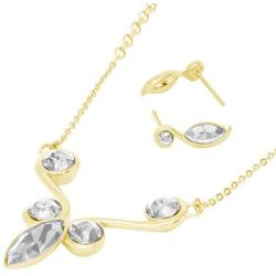 Ortiz espinosa Set of Necklace and Earrings for Women with Swarovski Crystal, 14k Gold Plated and Rhodium, Elegant, Shiny, Hypoallergenic, Jewelry for mom, Friends, Partner or Yourself