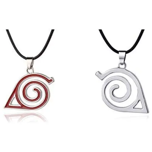 Master Online Leaf Village Ninja Kakashi Symbol Logo Pendant Necklace silver and red(2 PACK) Master Online Leaf Village Ninja Kakashi Symbol Logo Pendant Necklace silver and red(2 PACK)