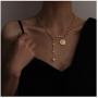 Lem Trend Gold Layered Necklace 14K Gold Plated Dainty Coin Necklaces Adjustable Multilayer Vintage Choker Jewelry for Women Girls 3Pcs