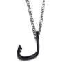 HUANIAN Jewelry Mens Stainless Steel Fishhook Fish Hook Pendant Necklace with 24'' Chain