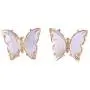 5 Pairs Butterfly Stud Earrings Set Colorful Transparent Crystal Butterfly Earring Set Hypoallergenic Cute Fashion Animal Earrings for Women Girls Jewelry