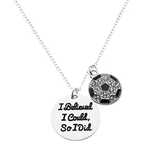 Soccer Necklace, Soccer Jewelry - I Believed I Could So I Did Pendent - Perfect Soccer Player Gifts Soccer Necklace, Soccer Jewelry - I Believed I Could So I Did Pendent - Perfect Soccer Player Gifts