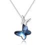 AOBOCO Sterling Silver Chasing Butterfly Pendant Necklace Embellished with Crystals from Austria, Fine Anniversary Birthday Butterfly Jewelry Gifts for Women - Morpho Helena Butterfly Series