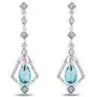 Jewelili Enchanted Disney Fine Jewelry Sterling Silver with 1/8 CTTW Diamonds and Swiss Blue Topaz Elsa Dangling Earrings