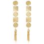 Geometric Metal Motif Linear with Chain Tassel Long Drop Polished Earrings