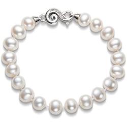 Pearl Bracelets Freshwater Cultured White Pearl Bracelet for Women Sterling Silver Infinity Clasp Pearl Jewelry Gift for Girls Daughter Bridesmaid 7.1 Inches 6-7mm/7-8mm/8-9mm/9-10mm/10-11mm