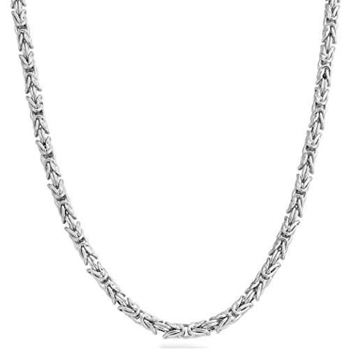 Miabella 925 Sterling Silver Italian 4.5mm Solid Round Byzantine Link Chain Necklace for Women Men, 18, 20, 22, 24, 26 Inch 925 Handmade in Italy