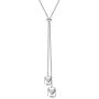 FLYOW Long Chain Dainty Necklace Simple Style 925 Sterling Silver Heart Pendant Adjustable Y Shaped Necklace Jewelry