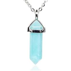 Natural Gemstone Hexagonal Pointed Reiki Chakra Pendant Necklace 19 Inch