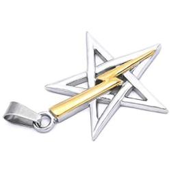 Gungneer Inverted Star Necklace Satanic Pendant Stainless Steel Charm Chain Evil Symbol Strength Jewelry Men Women