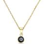 Pori Jewelers 14K Solid Gold Evil Eye Pendant Necklace - With 0.75mm 14K Chain - 16''