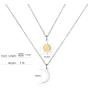 Sun Moon Pendant Necklace, Stainless Steel Heart-Shaped Sun and Moon Y Necklace Vertical Bar Looped Adjustable Long Necklace for Girls, Ladies, Boys, Men, 2 in 1 Set