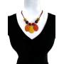 Tagua Nut Necklace Peach and Yellow Tagua Necklace Set and Earrings TAG622, Vegetable Ivory Necklace. Handmade Jewelry