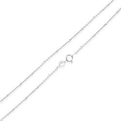 Sea of Ice Sterling Silver 1mm Diamond-Cut Bead Station Rolo Chain Necklace for Women, Size 14'' - 36'' Italy