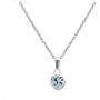 Little Girls Sterling Silver Simulated March Birthstone Heart Pendant Necklace (13 in)