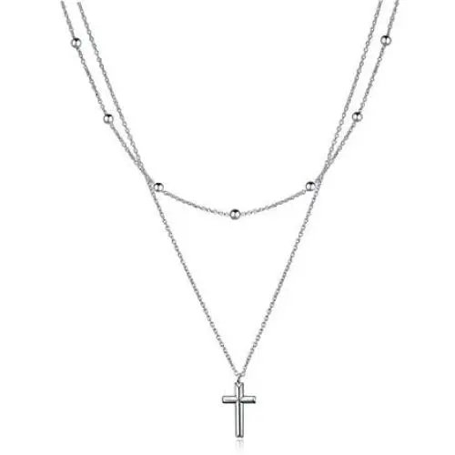 925 Sterling Silver Cross/Star Moon Layered Choker Necklace for Women Girls 925 Sterling Silver Cross/Star Moon Layered Choker Necklace for Women Girls