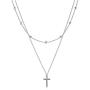 925 Sterling Silver Cross/Star Moon Layered Choker Necklace for Women Girls