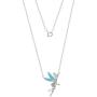Disney Tinkerbell Jewelry for Women, Silver-Plated and Enamel Necklace, 18” Chain