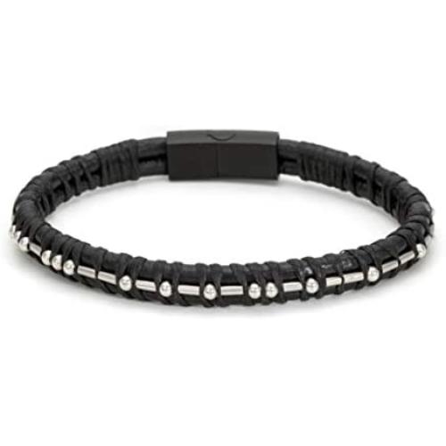 MEMGIFT Keep Going Leather Morse Code Bracelets for Women Men Funny Inspirational Jewelry Gifts for Her Mom Dad Daughter Sister Friend Beads Wrap Bangle