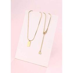 Happiness Boutique Women Rectangle Pendant Necklace in Gold Color Stainless Steel Jewelry