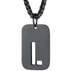 FindChic Initial Necklace Dog Tags/Round Custom Photo Locket Letter Pendant Alphabet A to Z Capitals Monogram Necklaces Stainless Steel/Gold Plated/Black Minimalist Personalized Jewelry for Men Women