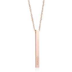 Joycuff Personalized Name Necklace 18K Rose Gold Vertical Bar Pendant Stainless Steel Jewelry…