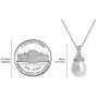 MOLAH 9.5-10mm Drop Cultured Freshwater Pearl and Simulated Diamond CZ Necklace 925 Silver Rhodium Plated MOLAH 9.5-10mm Drop Cultured Freshwater Pearl and Simulated Diamond CZ Necklace 925 Silver Rhodium Plated