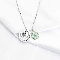 FUSTMW Ohana Necklace You’re My Ohana Pendant Hibiscus Flower Necklace Gifts for Family Best Friends