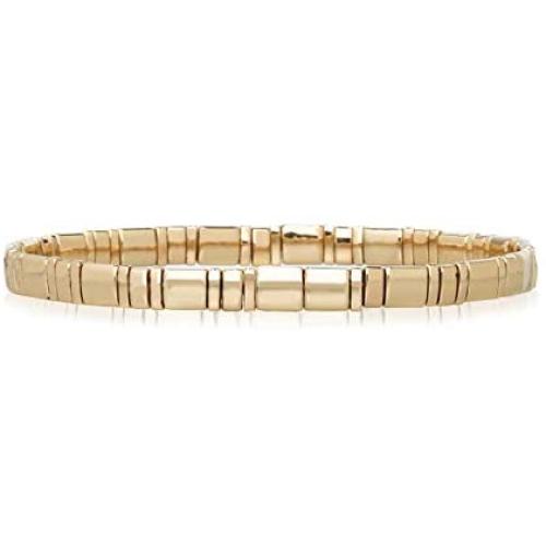 PLTGOOD Miyuki Tila Beads Bracelet for Women Girls Handmade Elastic Square Beads Bracelet - Gold & Silver