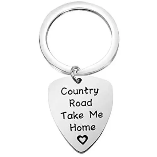 HOLLP John Denver Inspired Jewelry Country Road Take Me Home Guitar Pick Keychain Gift for Guitar Lovers HOLLP John Denver Inspired Jewelry Country Road Take Me Home Guitar Pick Keychain Gift for Guitar Lovers