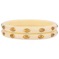 Efulgenz Fashion Jewelry Indian Bollywood Gold Crystal Acrylic Resin Wedding White Bracelet Bangle Set