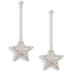 Crystal Linear Drop Earrings - Womens Sterling Silver Round Cubic Zirconia CZ Diamond Rhinestone Long Chain Dangle Earrings Bridal Drop Earrings for Wedding Bride Bridesmaids