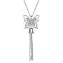 LUHE Butterfly Necklace Sterling Silver Long Fringe Tassel Butterfly Jewelry for Women Girls, Romantic Anniversary Birthday Gifts for Her