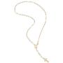MiaBella 18K Gold Over Sterling Silver Italian Rosary Bead Cross Y Necklace Chain for Women Men, 20 Inch