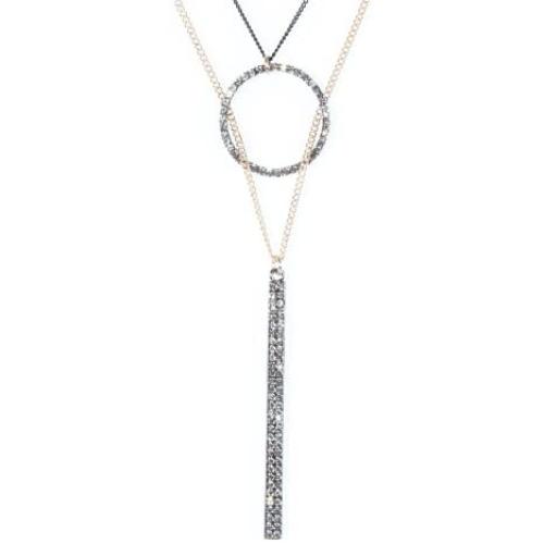URBAN JEWELRY Beautiful Womens Cubic Zirconia Stainless Steel CZ Necklace Pendant Chain 33'' - 41'' (Gold)