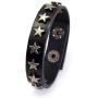 Xusamss Hip Hop Alloy Star Wristband Leather Cuff Bracelet,7.5inches