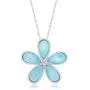 Daisy Flower Caribbean Natural Larimar Gemstone Sterling Silver Pendant 18’’ Necklace Jewelry for Women or Teens Daisy Flower Caribbean Natural Larimar Gemstone Sterling Silver Pendant 18’’ Necklace Jewelry for Women or Teens