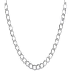 Pori Jewelers Solid 925 Sterling Silver Cuban Chain Necklace - Made in Italy - 2.8mm - 12mm