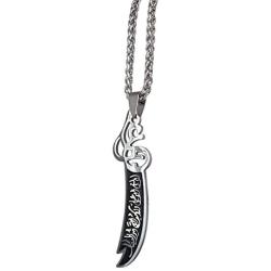 ZKDC Islam Muslim Zulfiqar Sword of Imam Ali Stainless Steel 60 cm Chain Necklace Jewelry