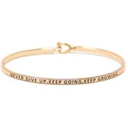 by you Inspirational Positive Quote Message Engraved Thin Cuff Bangle Hook Bracelet