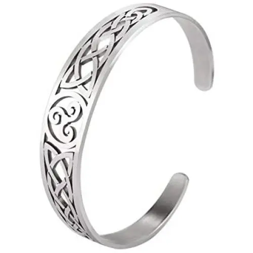 VASSAGO Nordic Viking Triskele Symbol Irish Trinity Celtic Knot Cuff Bracelet Stainless Steel Bangle Vintage Amulet Jewelry Gifts for Men Women Teens VASSAGO Nordic Viking Triskele Symbol Irish Trinity Celtic Knot Cuff Bracelet Stainless Steel Bangle Vintage Amulet Jewelry Gifts for Men Women Teens