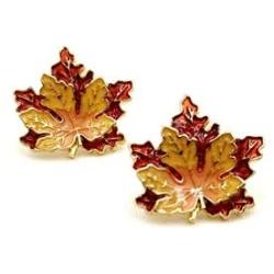 DREAMLANDSALES Celebrity Fall Autumn Festival Enamel Sugar Maple Leaf Necklace and Earrings Jewelry Sets