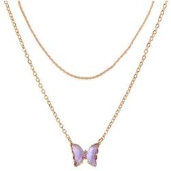 GOODYRZJ Butterfly Necklace, Dainty Cute Gold Plated Butterfly Necklaces for Women Teen Girls Adjustable Layering Necklaces Butterfly Chain Choker Jewelry Pendant Sets