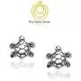 Big Apple Hoops - Easter Sunday Oxidized 925 Sterling Silver Turtle Animal Stud Earrings