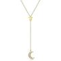 Sllaiss 925 Sterling Silver Moon&Star Necklace Pendant Lariat Y Necklace14K Gold Plated Jewelry for Women, Set with Swarovski Crystals