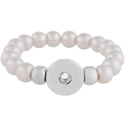 Snap Jewelry Pearl Stretch Bracelet Fits 18-20mm Standard Size Ginger Style Charms My Prime Gifts